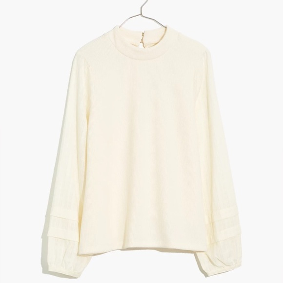 Madewell Weavemix Mockneck Bubble-Sleeve Top size small - Picture 3 of 11